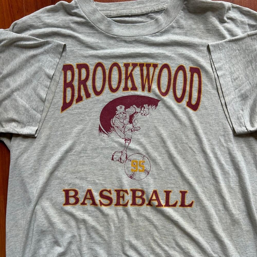 Vintage 1995 single stitch Brookwood baseball American joke sports tee shirt